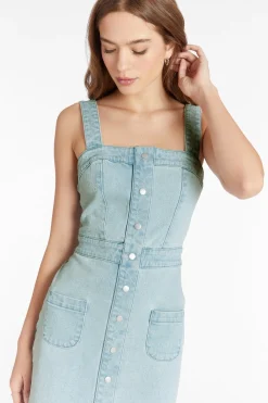 Online Amanda Uprichard Archie Denim Dress Iceberg