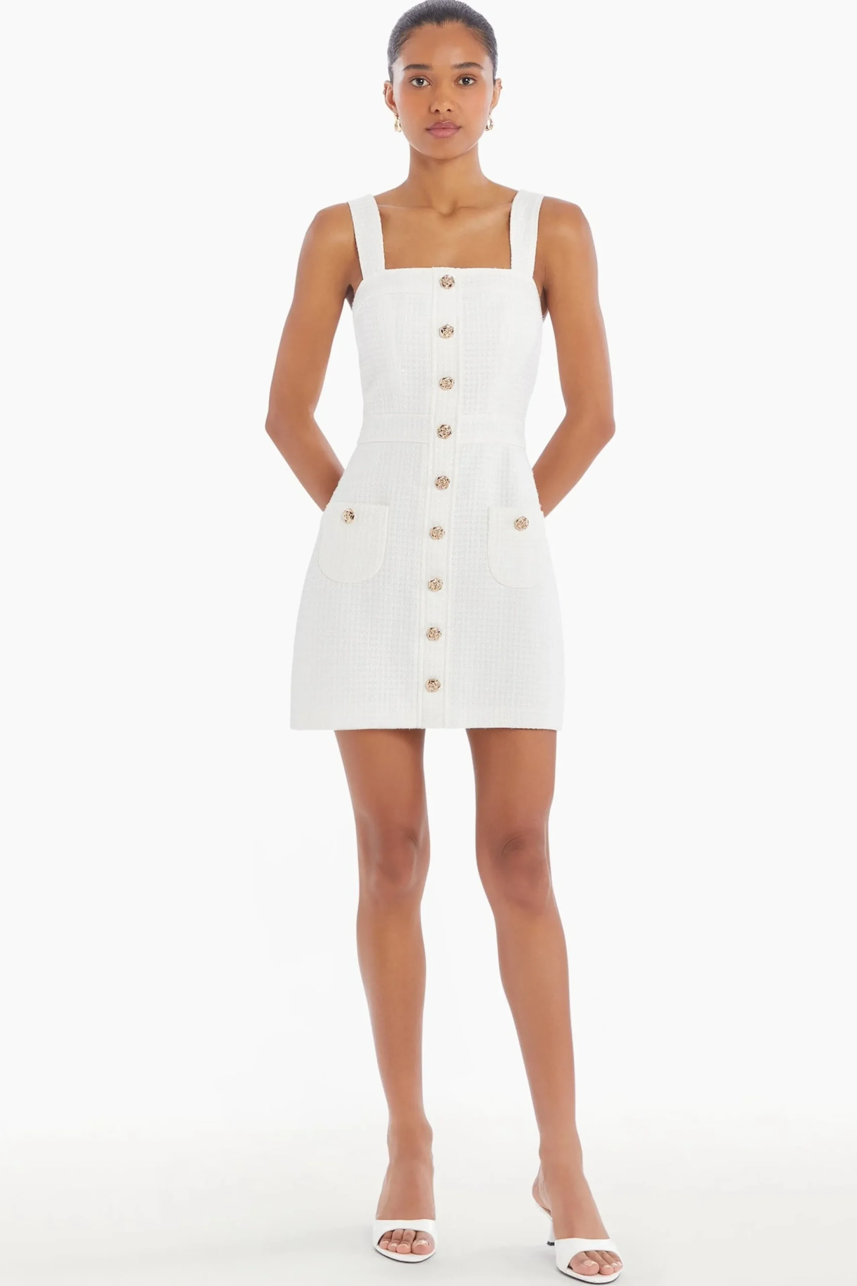 New Amanda Uprichard Archie Dress in Watkins Tweed White