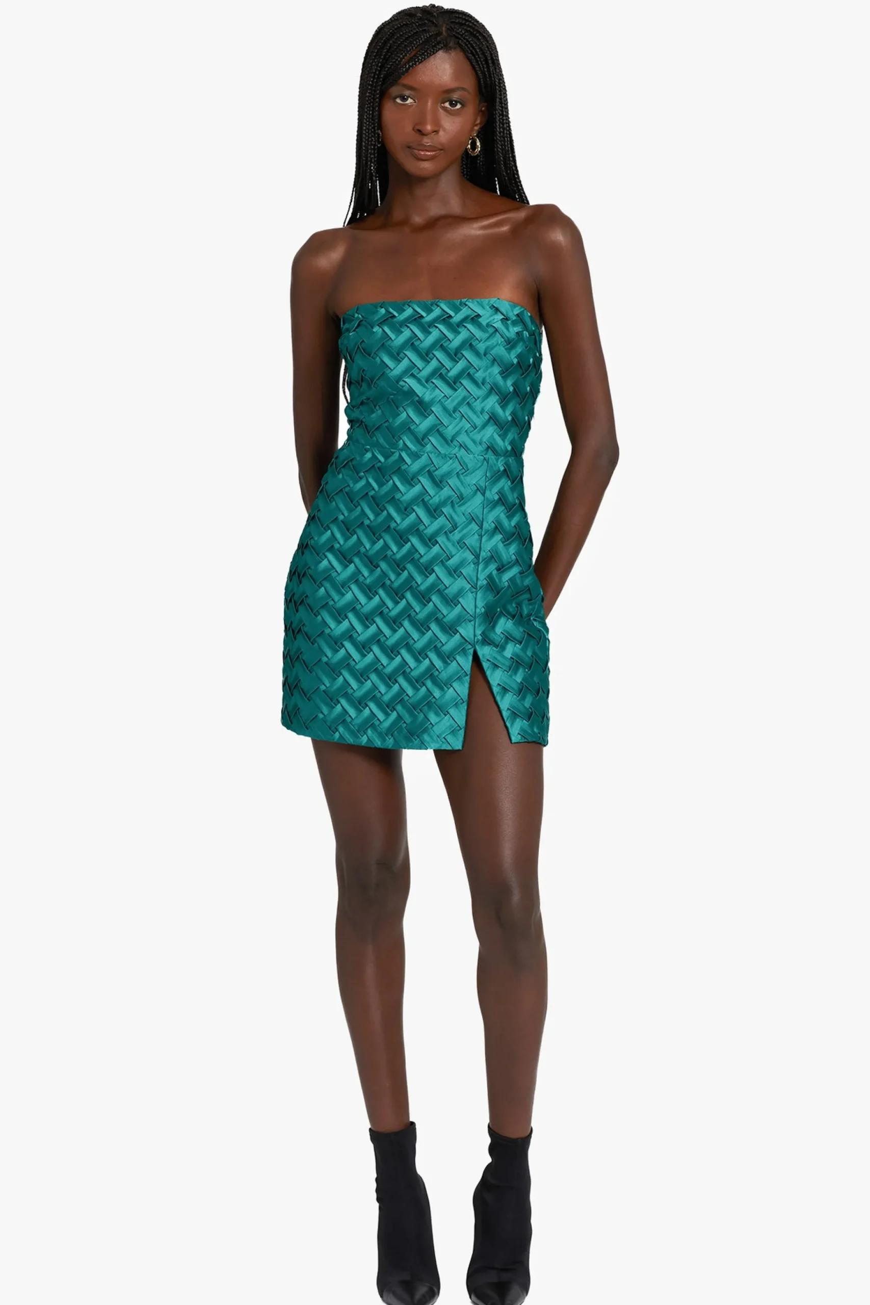 Hot Amanda Uprichard Arely Dress in Pleat DarkGreen