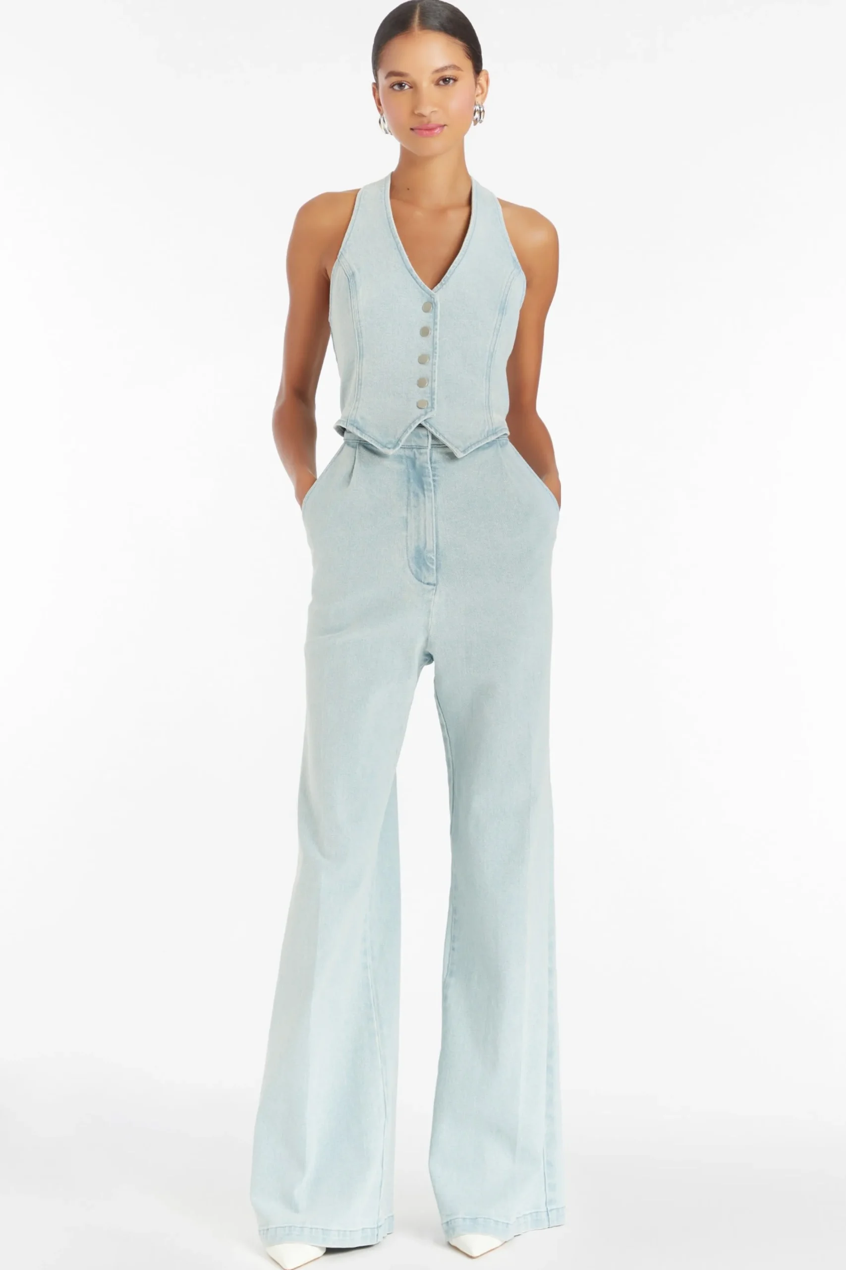 Best Amanda Uprichard Ethan Denim Jumpsuit Iceberg