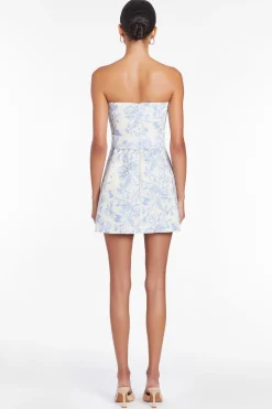 Amanda Uprichard Fae Dress in Toile Brocade EnglishBlue