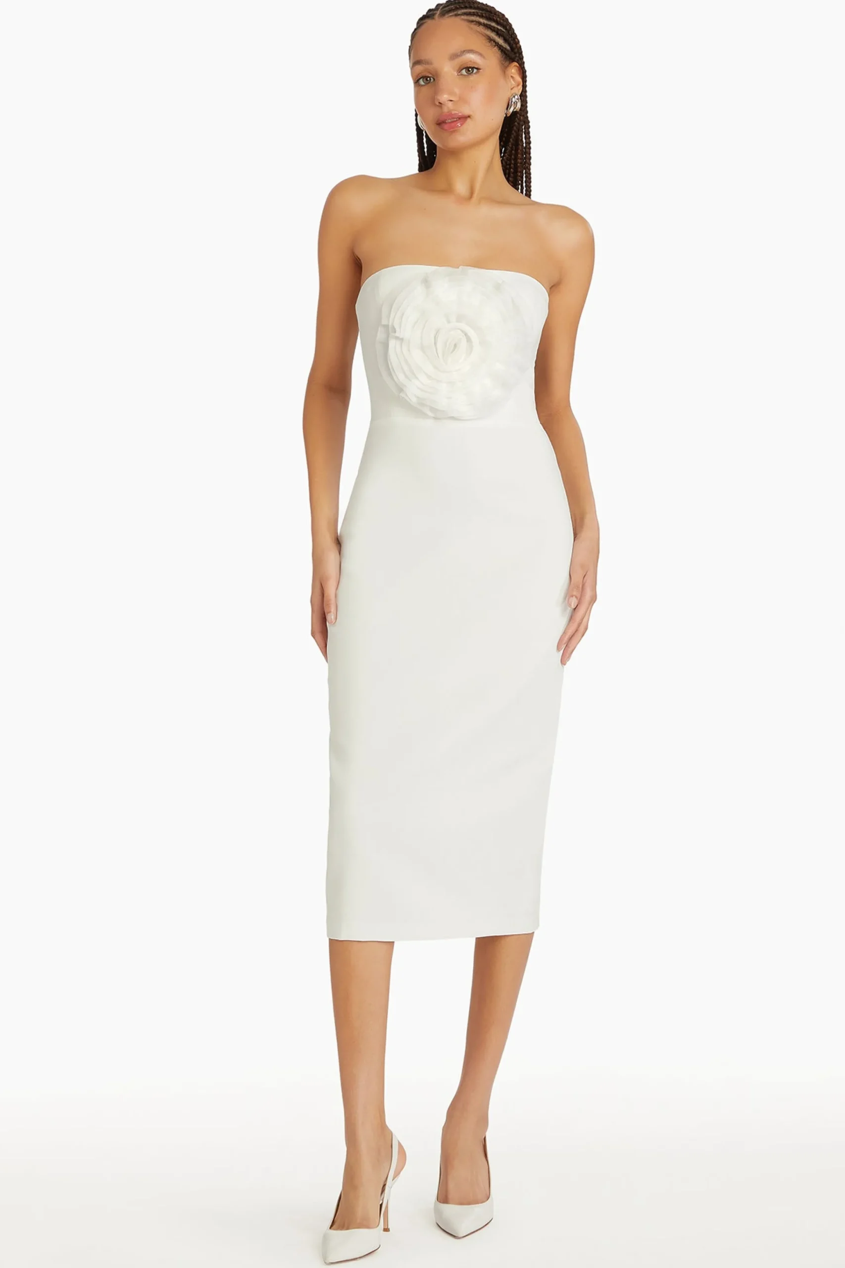 Best Amanda Uprichard Fae Rose Midi Dress Ivory