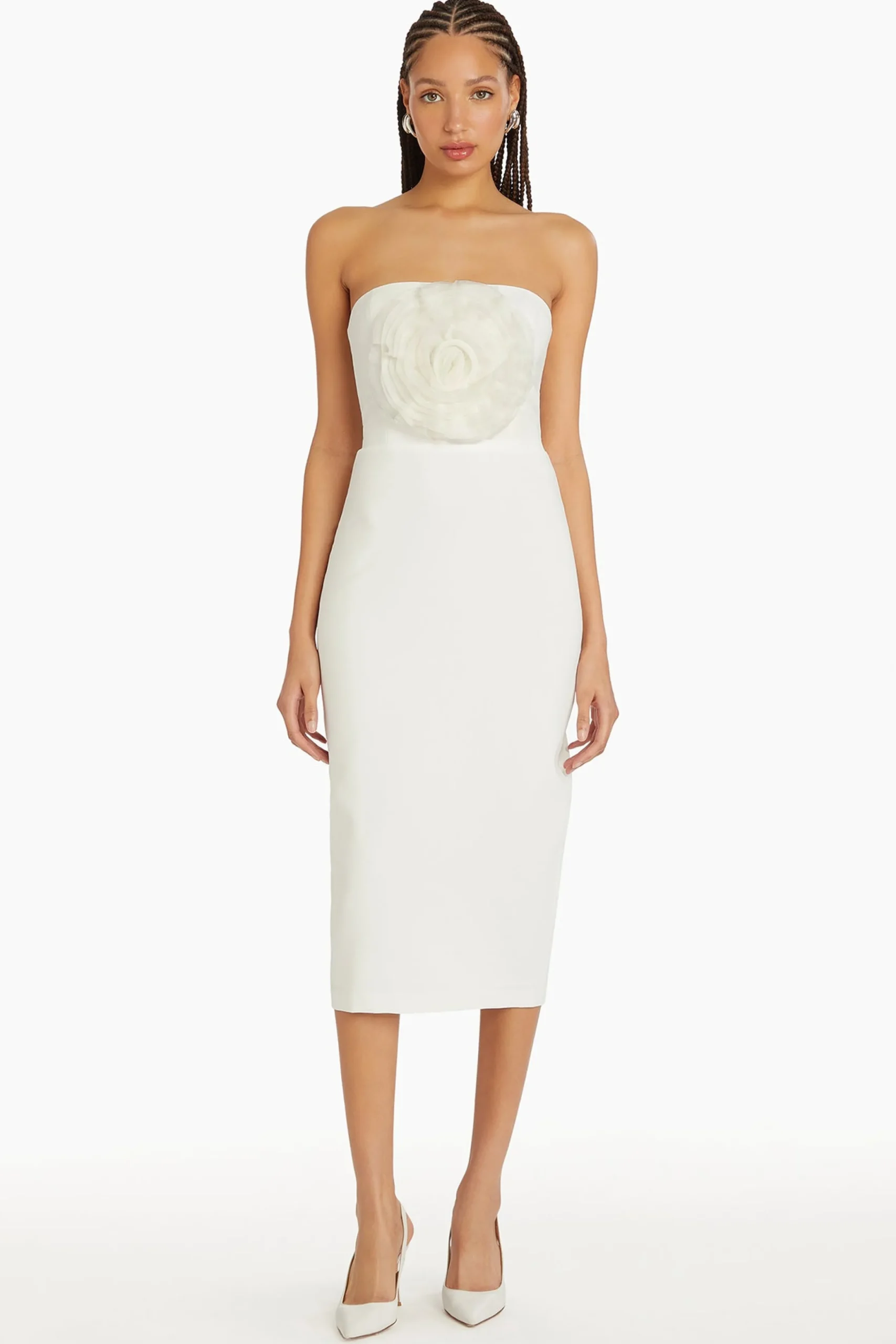 Best Amanda Uprichard Fae Rose Midi Dress Ivory