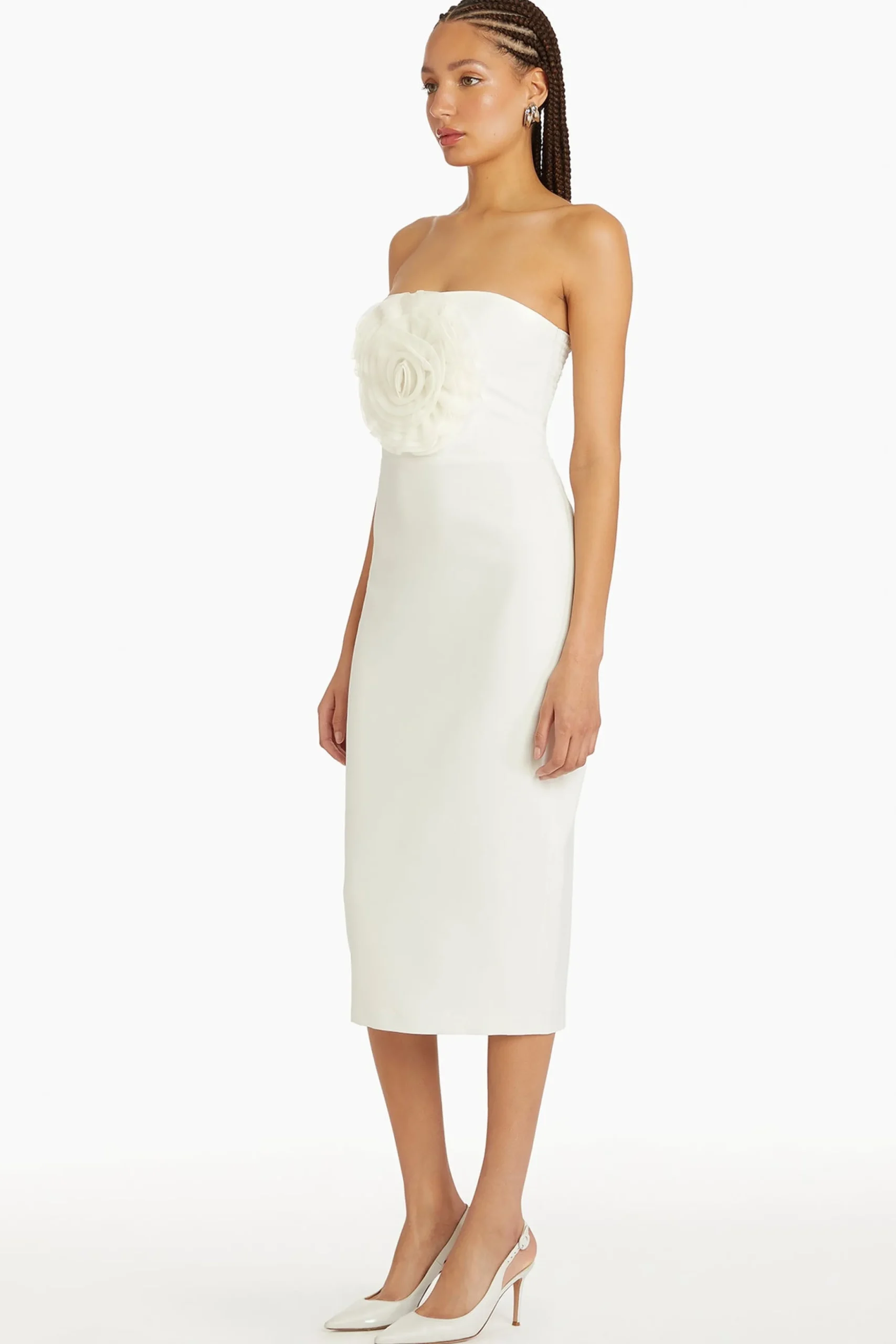 Best Amanda Uprichard Fae Rose Midi Dress Ivory