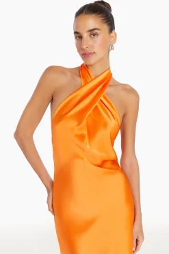 Sale Amanda Uprichard Jade Silk Mini Dress Fire