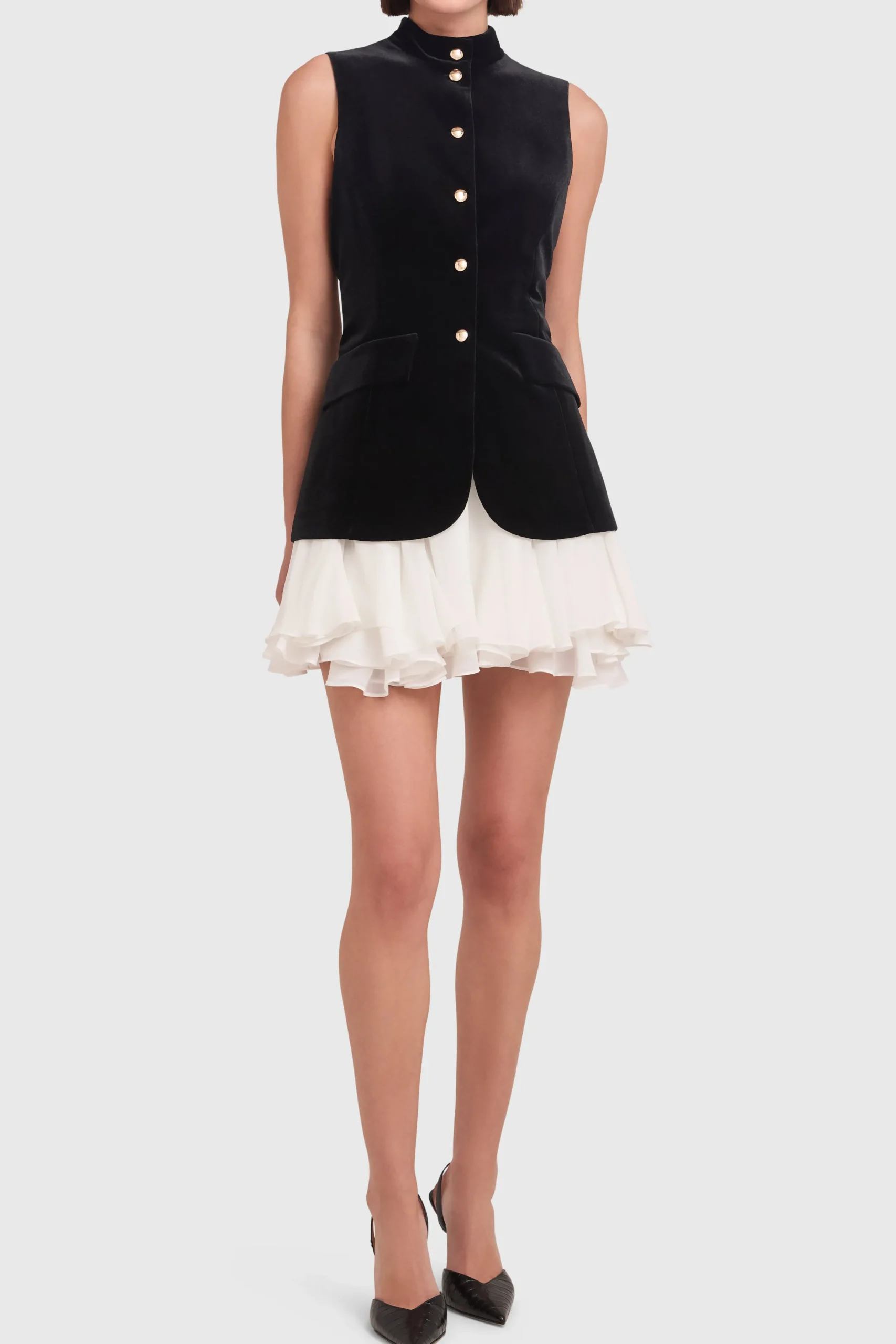 Discount Amanda Uprichard Justine Dress Black/Ivory