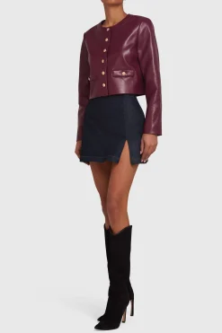 Online Amanda Uprichard Long Sleeve Braswell Jacket Burgundy