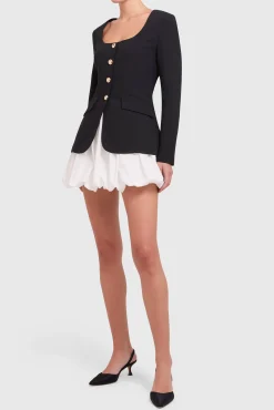 Discount Amanda Uprichard Long Sleeve Kya Bubble Black/White