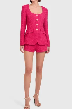 Sale Amanda Uprichard Long Sleeve Kya Romper HotPink