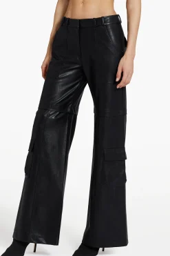 Clearance Amanda Uprichard Lucas Pants in Faux Leather Black