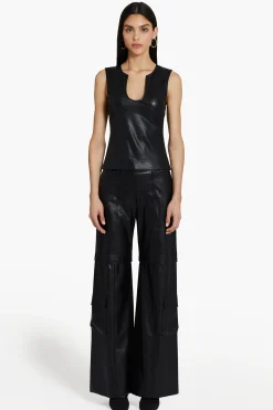 Clearance Amanda Uprichard Lucas Pants in Faux Leather Black