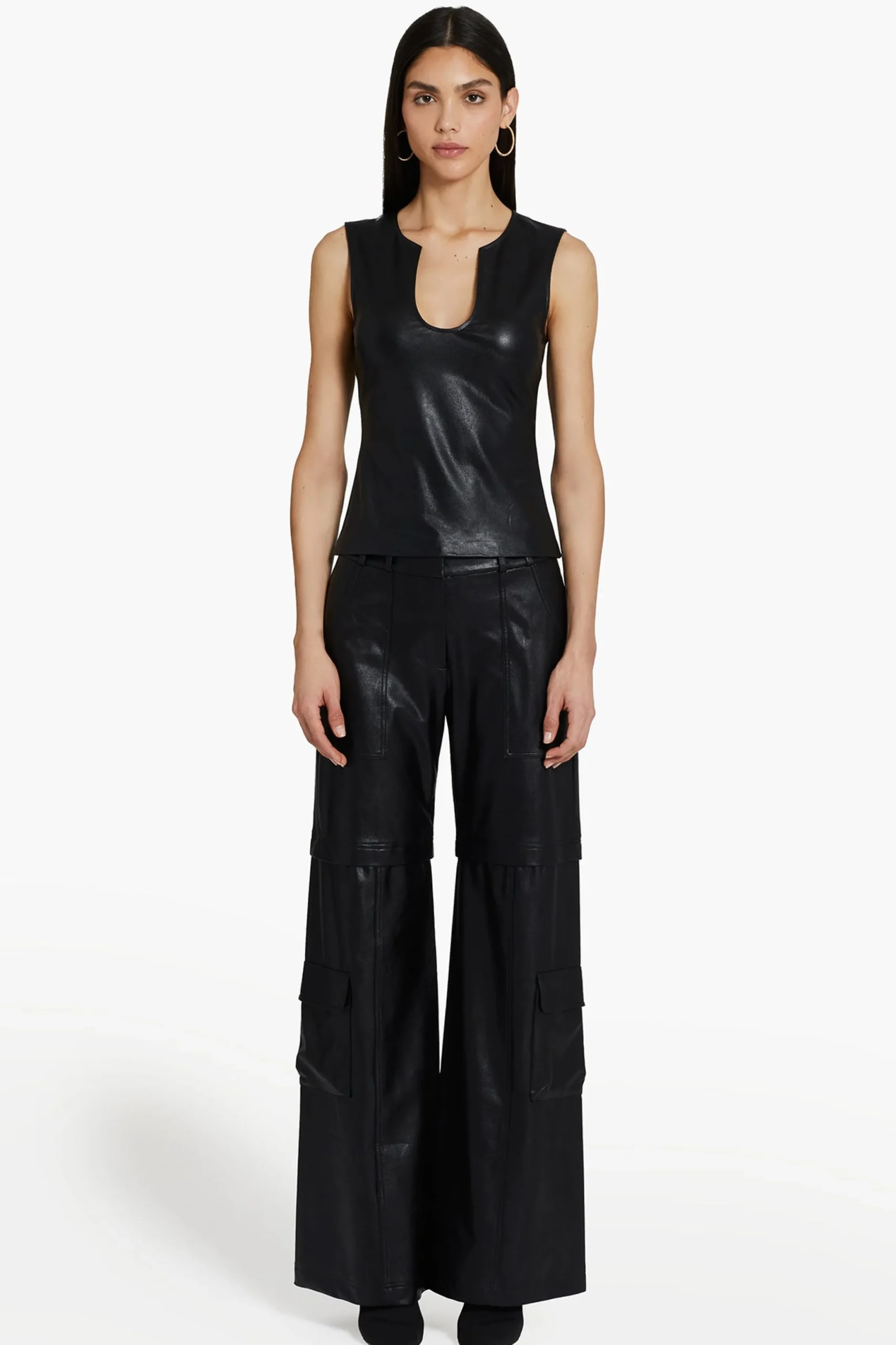 Clearance Amanda Uprichard Lucas Pants in Faux Leather Black