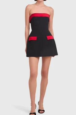 Hot Amanda Uprichard Lucienne Skort Romper Black/Ruby