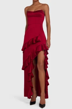 Clearance Amanda Uprichard Magnolia Silk Maxi Carnelian