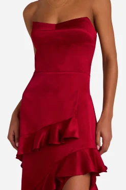 Clearance Amanda Uprichard Magnolia Silk Maxi Carnelian