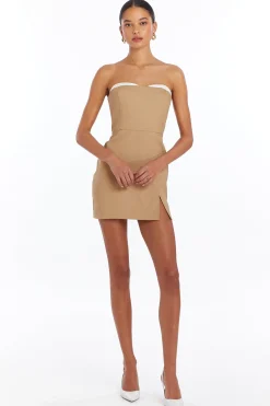 Discount Amanda Uprichard Meline Dress Khaki/Ivory