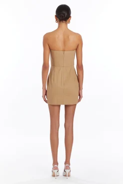Discount Amanda Uprichard Meline Dress Khaki/Ivory