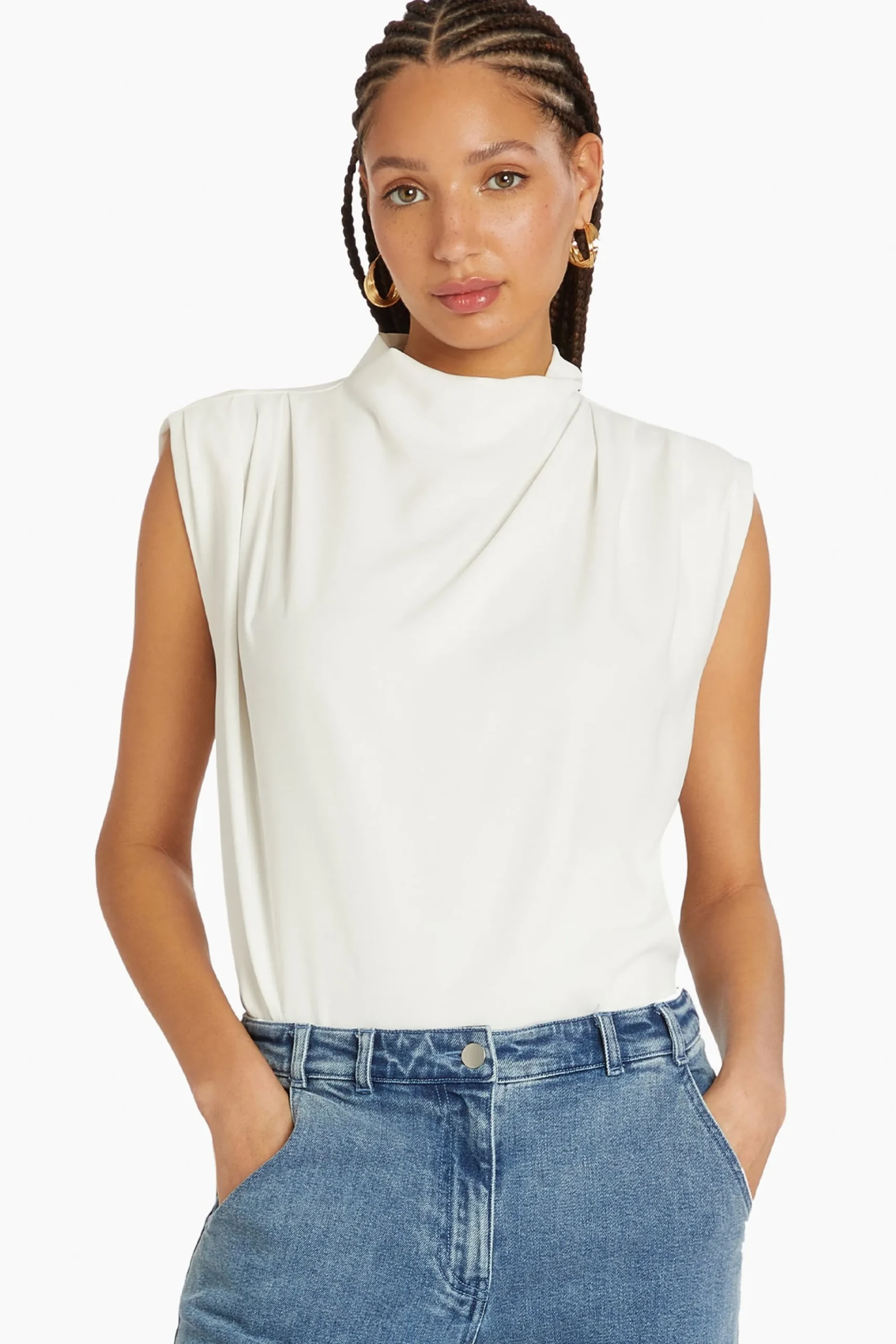 Online Amanda Uprichard Sleeveless Fabienne Top Ivory