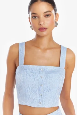 Best Amanda Uprichard Spade Top in Remington Brocade PowderBlue