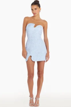 Amanda Uprichard Strapless Puzzle Mini Dress PowderBlue