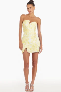 Sale Amanda Uprichard Strapless Puzzle Mini Dress ElectricYellow