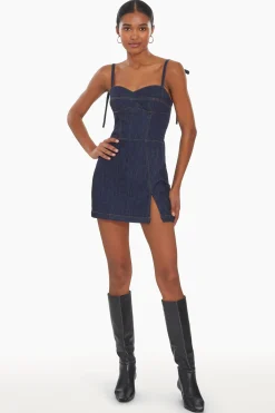 Sale Amanda Uprichard Taylor Denim Skort Romper Indigo