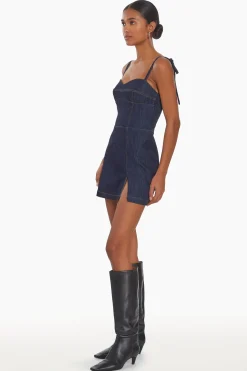 Sale Amanda Uprichard Taylor Denim Skort Romper Indigo