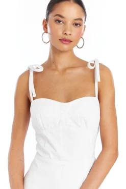 Sale Amanda Uprichard Taylor Denim Skort Romper White