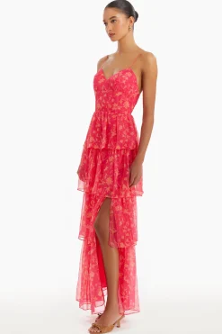 Discount Amanda Uprichard Thaddea Maxi Dress in Print Brookside