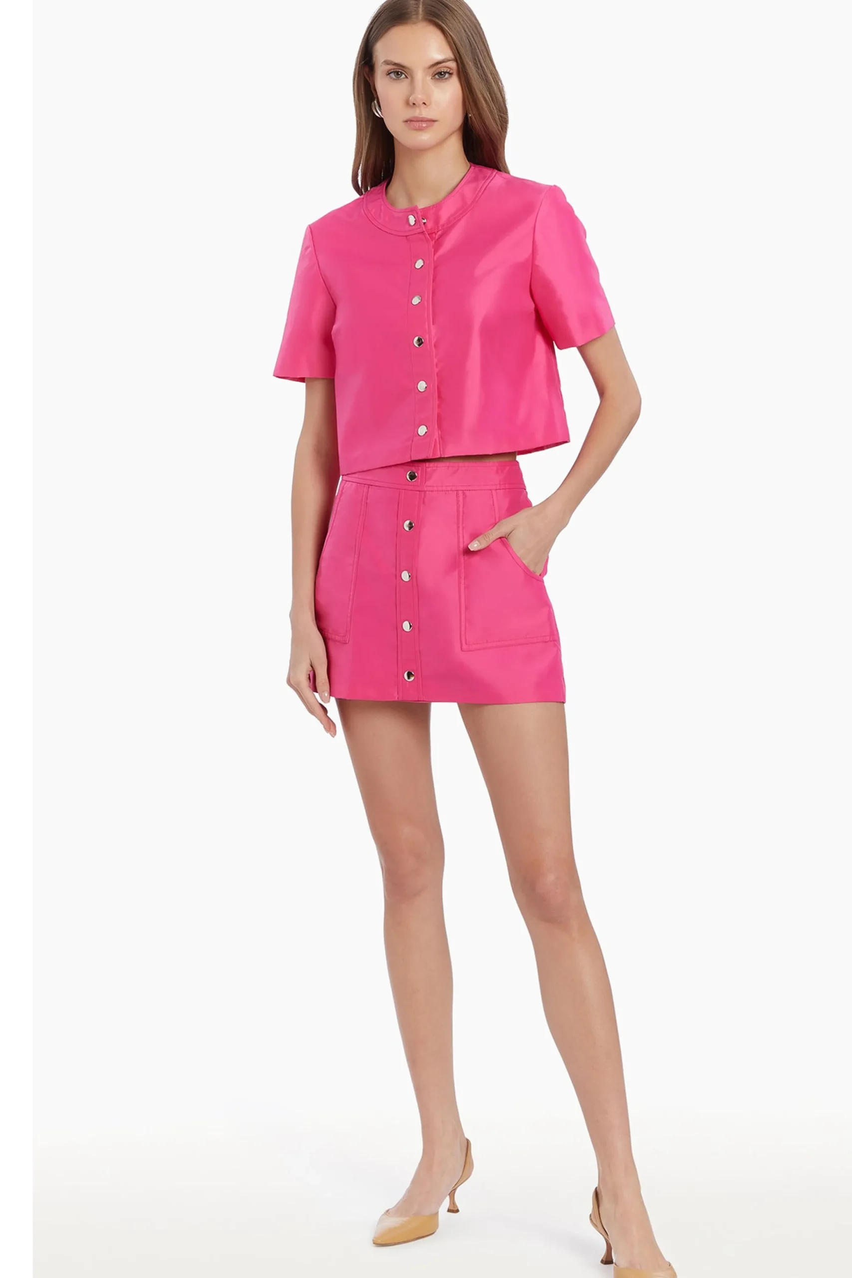 Hot Amanda Uprichard Veda Skirt in Nylon FrenchRose